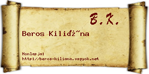 Beros Kiliána névjegykártya